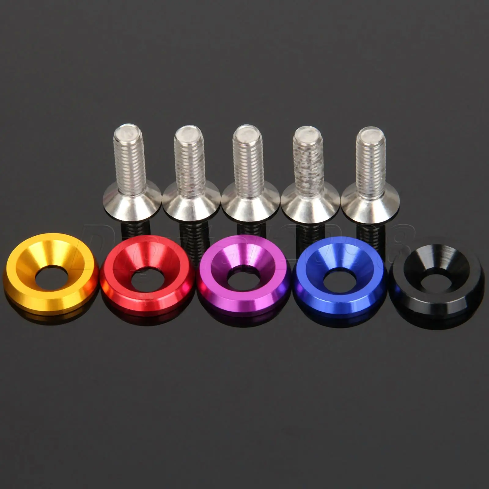 20Pc JDM Billet Aluminum Fender Bumper Washer Kit M6X15mm Bolt Engine Bay Dress Up KIT Screw Nuts Replacement Bolts Applications