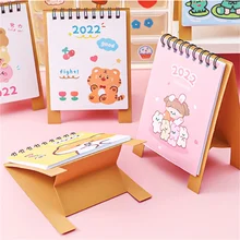 

2022 Cartoon Cute Desktop Calendar Mini Daily Monthly Agenda Planner Organizer Kawaii Decoration School Office Supplies