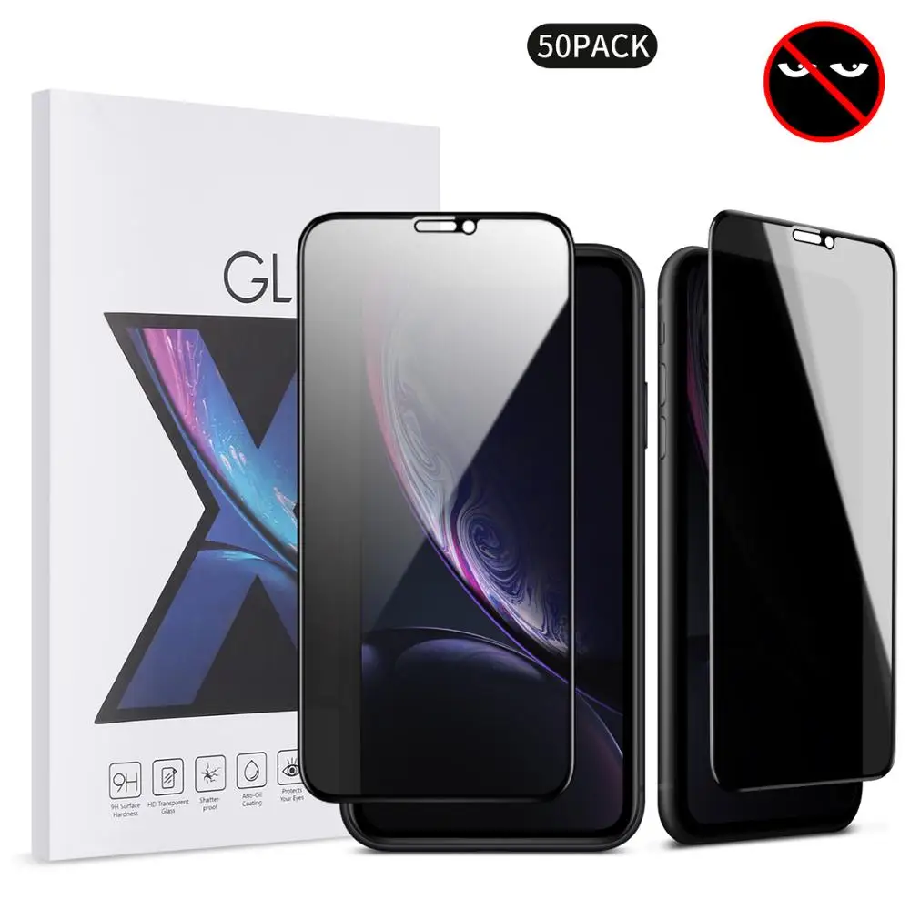 50 шт последняя Защита экрана для iPhone11/iPhone XR, анти шпионы Закаленное стекло пленка, 6,1 дюймов, 1 упаковка - Цвет: 50pcs iPhone11 XR