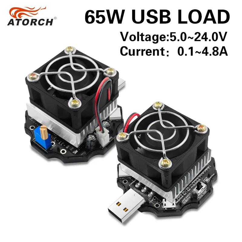 65W Battery Electronic Load Tester USB 18650 Capacity Indicator Discharge Charge Meter 5V 9V 12V 24V Power Supply Monitor
