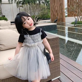 

Girls mesh gauze dress 2020 summer new net red children princess dress little girl dress two-piece suit