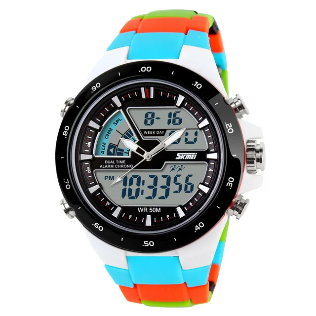 Эксклюзивный бренд SKMEI Модные мужские спортивные часы уличные водонепроницаемые военные наручные часы Часы Будильник Часы Relogio Masculino - Цвет: Blue