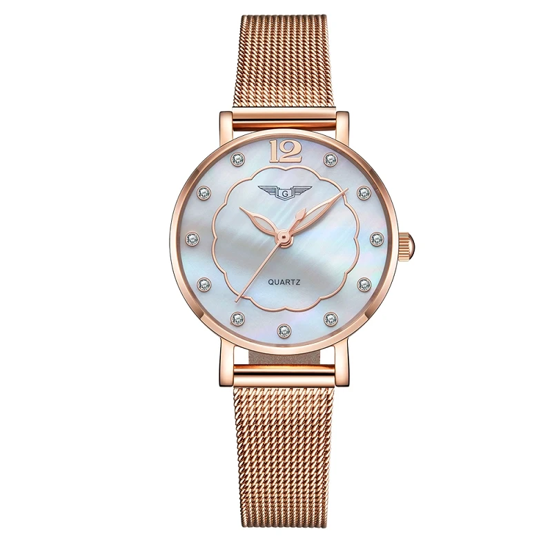 Reloj Mujer GUANQIN Роскошные Брендовые женские часы золотой полный стальной браслет кварцевые часы женские модные наручные часы Relogio Feminino - Цвет: D