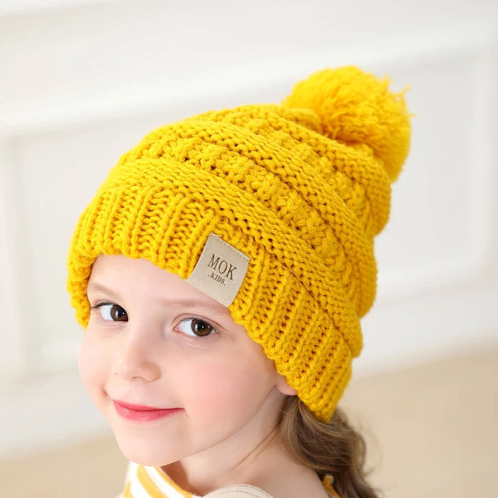 New Fashion Newborn Cute Baby Beanies Boys Girls Winter Keep Warm Hat Kids Knitted Wool Hemming Hat Fit Boy Cap Knitted 904
