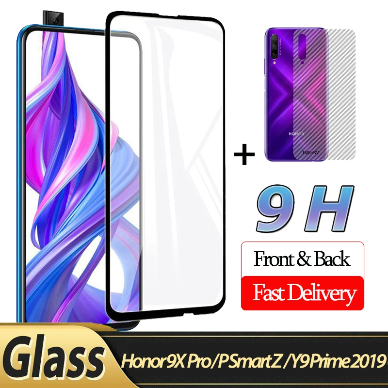 

2-in-1 Front Glass + Back Film Honor 9XPro 3D Glass for Huawei PSmart Z Y9 Prime2019 Screen Protector honor 9x protective glass