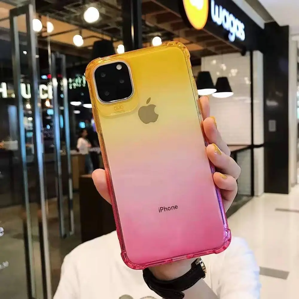 YBD Прозрачный чехол для iPhone 11 мягкий прозрачный защитный силиконовый чехол для iPhone 11 Pro Max 5,8 6,1 6,5 чехол s - Цвет: yellow pink