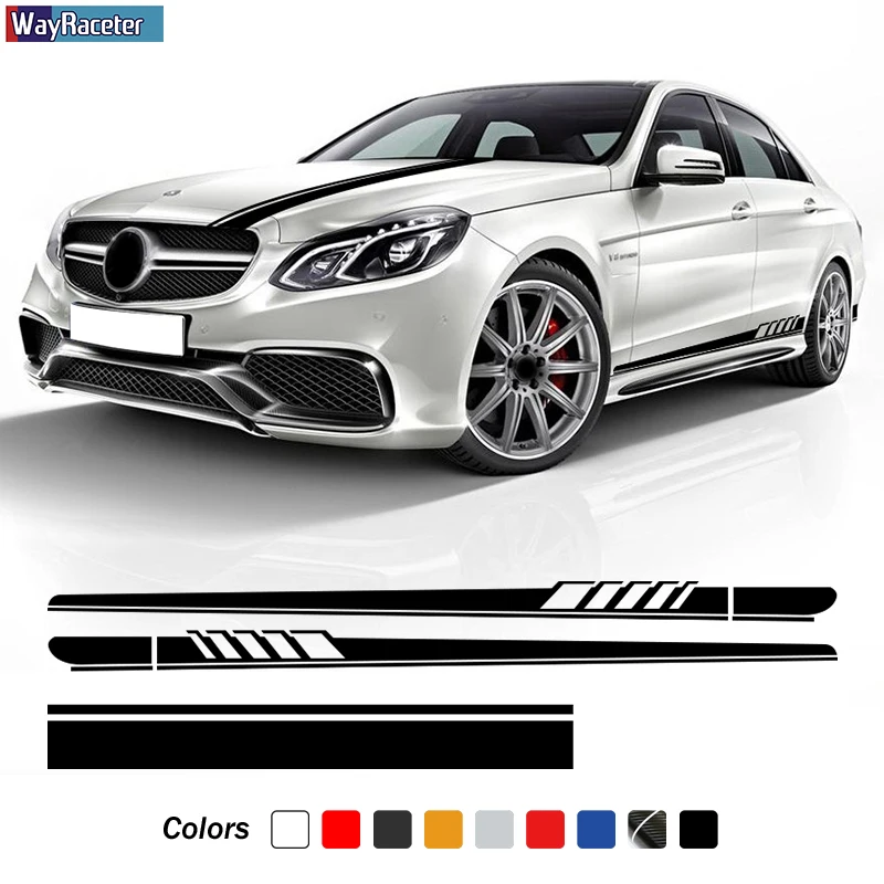 

3 Pcs Car Hood Decal Edition 1 Side Stripes Skirt Sticker For Mercedes Benz E Class W212 E63 AMG S212 A207 C207 E250 E300 E350