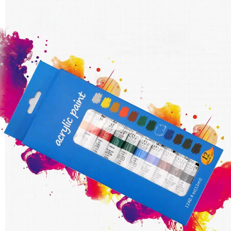 

12 Color Acrylic Paints Set 12ml Tubes Drawing Painting Pigment Hand-painted DIY