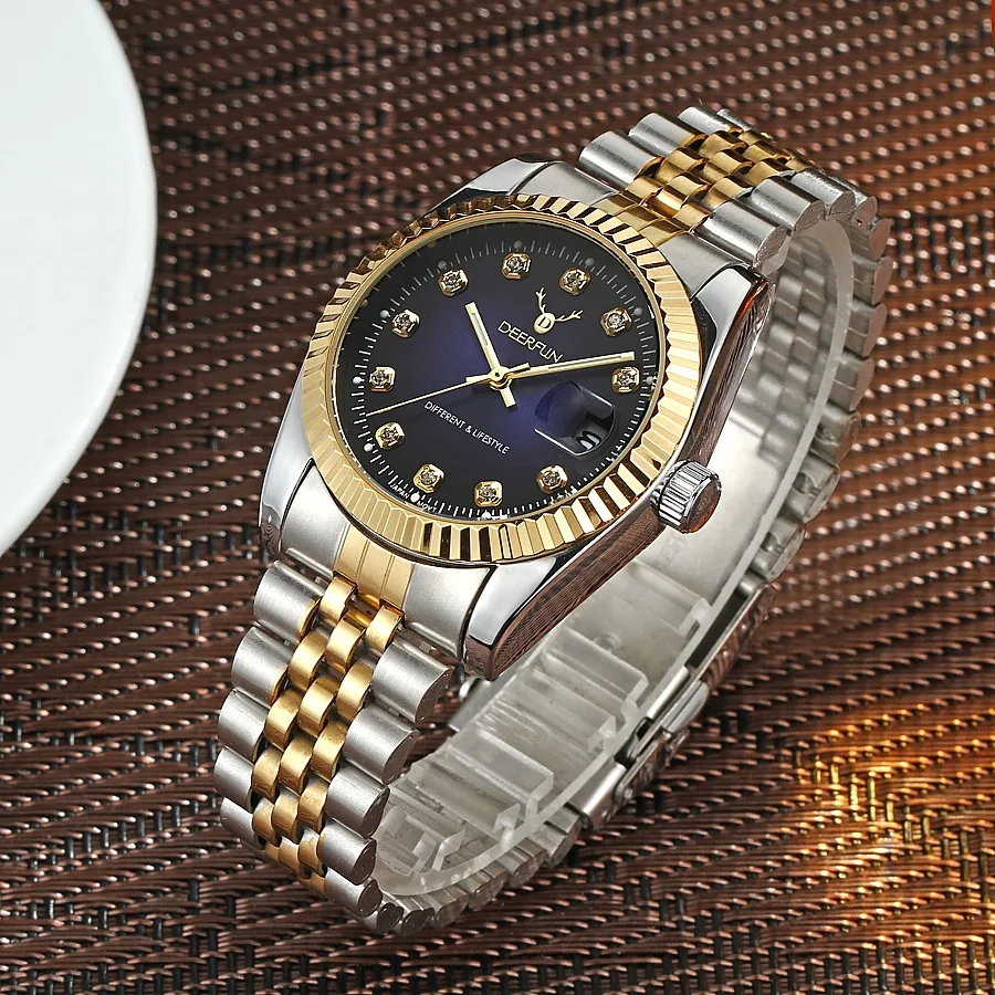 Швейцарские часы oyster perpetual Rolexable datejust MIYOTA, кварцевые классические деловые золотые часы с алмазной поверхностью reloj hombre - Цвет: ROL DJ103