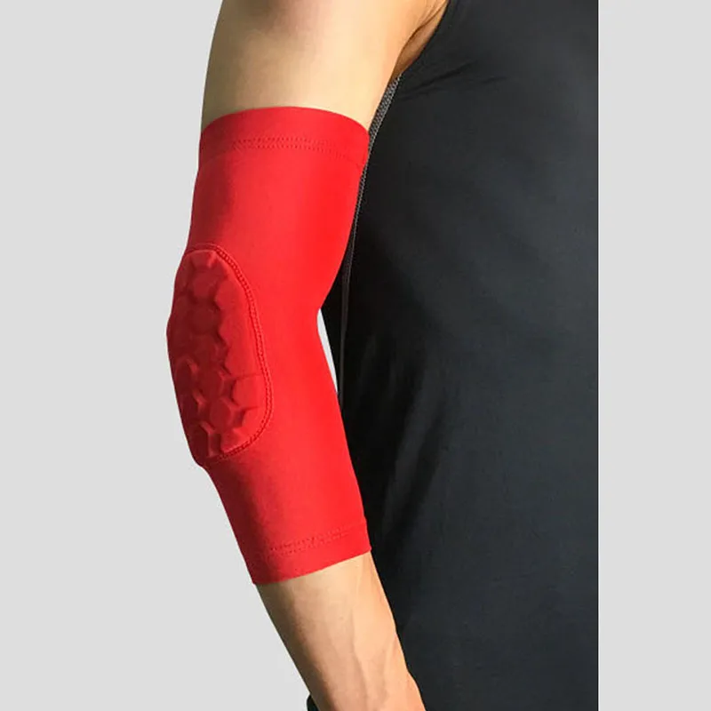 1 шт. эластичные рукава для занятий спортом в тренажерном зале, баскетбольная стрела, Crashproof, соты, защитные накладки на локти, налокотник, 4 цвета - Цвет: Красный
