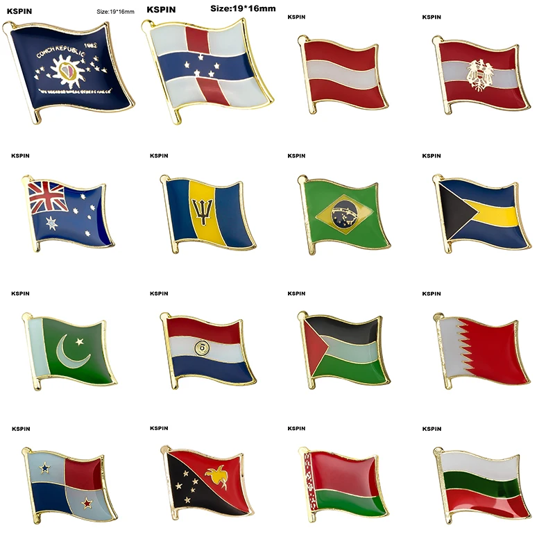 Flag Laple Pin Badge Brooch Conch Rep. Nederlandse Ant. Austria Australia Barbados Brazil Bahamas Pakistan Paraguay Palestine | Дом и сад