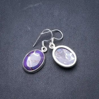 

Natural Variscite Handmade Unique 925 Sterling Silver Earrings 1 1/4" Y2095