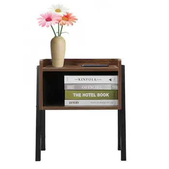 

Charm and Elegance Vintage Nightstand Large Wooden Storage Shelf and Metal Frame for Living Room Household Accesseries 00