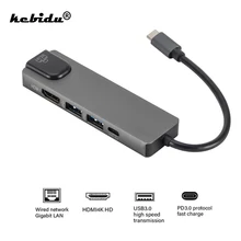 5 в 1 usb type C концентратор HDMI 4K USB C концентратор к Gigabit Ethernet Rj45 Lan адаптер для Mac book Pro Thunderbolt 3 USB-C зарядное устройство