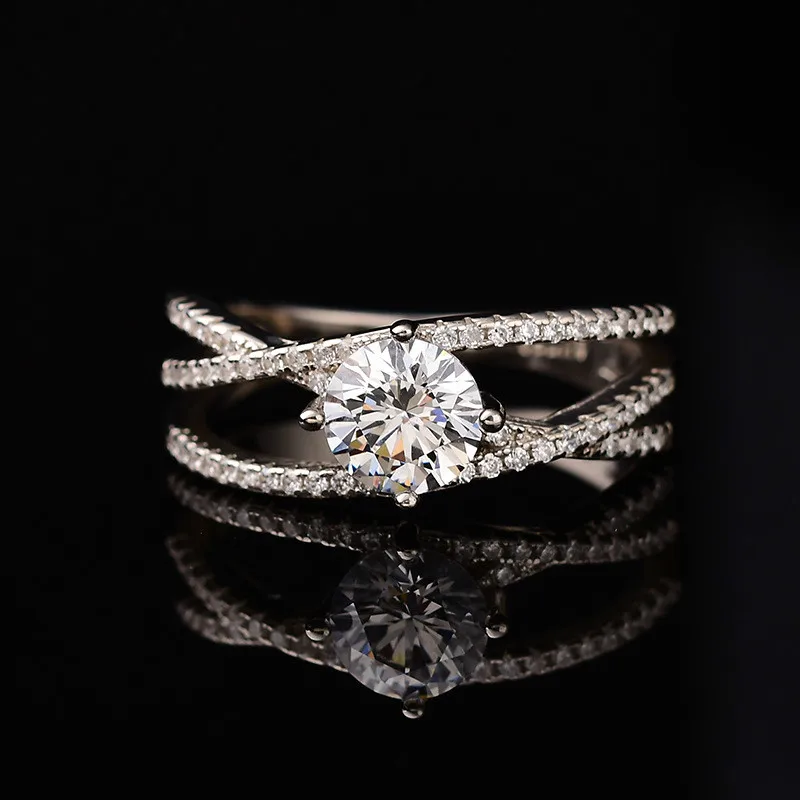 Женское свадебное кольцо Moissanite 3 цикла 1 карат из стерлингового серебра 925 пробы с