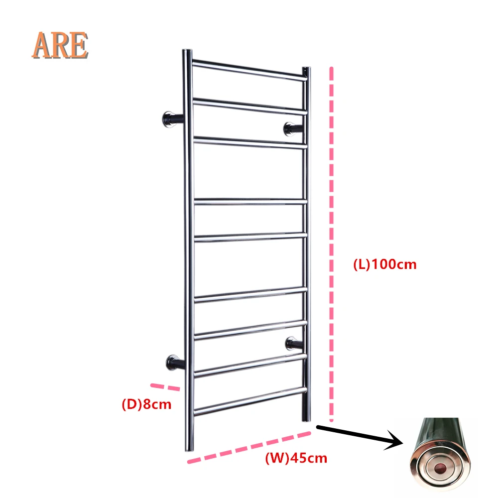 Electric Wall Mounted 10 Bar Towel Warmer Rail Heated Rack With Timer