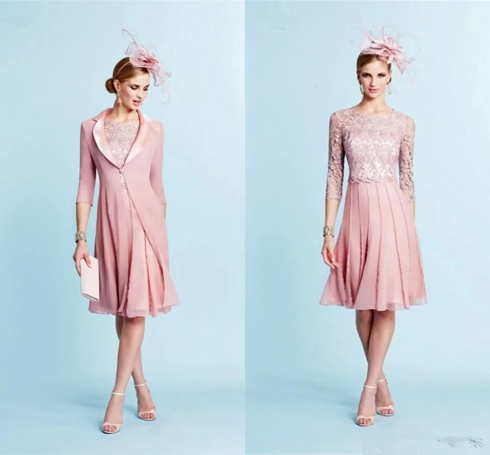 Hot Mother Of The Bride Dresses Long Sleeves Mother's Dress With Jacket Weddings Guest Gowns Knee Length Women Formal Party Gown Hot Mother Of The Bride Dresses Long Sleeves Mother's Dress With Jacket Weddings Guest Gowns Knee Length Women Formal Party Gown