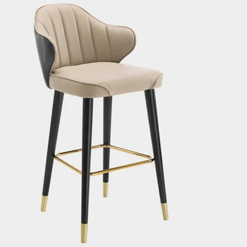 

Light Luxury Modern Velvet High Stools Nordic Solid Wood Bar Chairs American Country Sturdy High Chairs Comfort Bar Chairs
