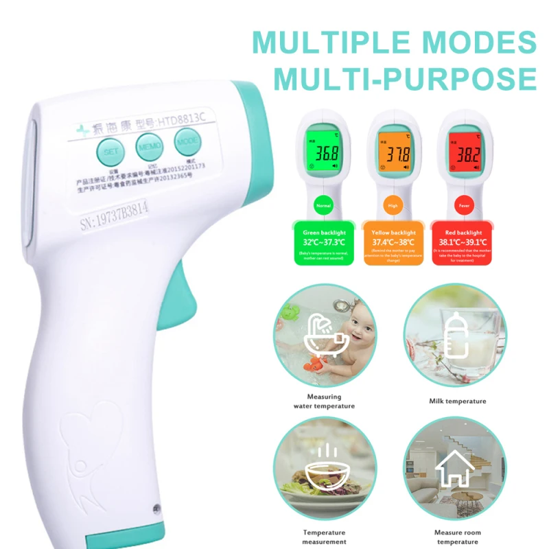 

In Stock Digital Thermometer Infrared Baby Adult Forehead Non-contact Infrared Thermometer LCD Backlight Termometro Infravermelh