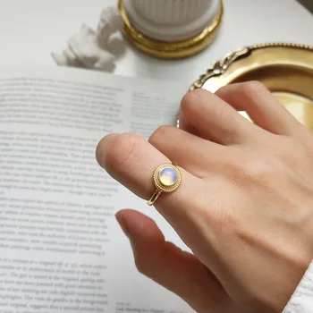 

Japanese Korean Adjustable 925 Sterling Colored Stone Ring Women's Cool Cool Jewelry Fashion Elegant Rings Ring