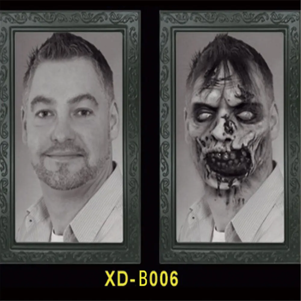 

38*25CM Changeable 3D Ghost Face Photo Frame Horror Portrait Picture Halloween Party Horror Bar Haunted House Decoration Props