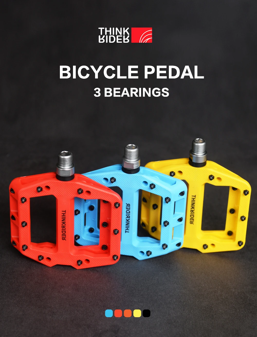 ThinkRider Ultraleicht 3 Lager Pedale Fahrrad Pedal Anti-slip Fußteil Lager Bike Zubehör – Detail 1