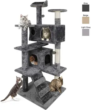 

Multi-layer Scratching Post Cat Tree Frame House Furniture Kitten Activity Tower with Grab Board Kitten Pet Game House
