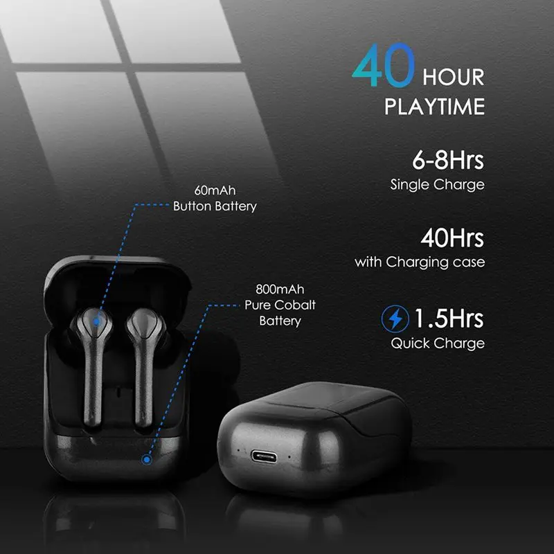 Wireless Earbuds HiFi Bluetooth Headphones with USB C Fast Charging TWS Stereo Earphones Mic Headset Noise Cancelling