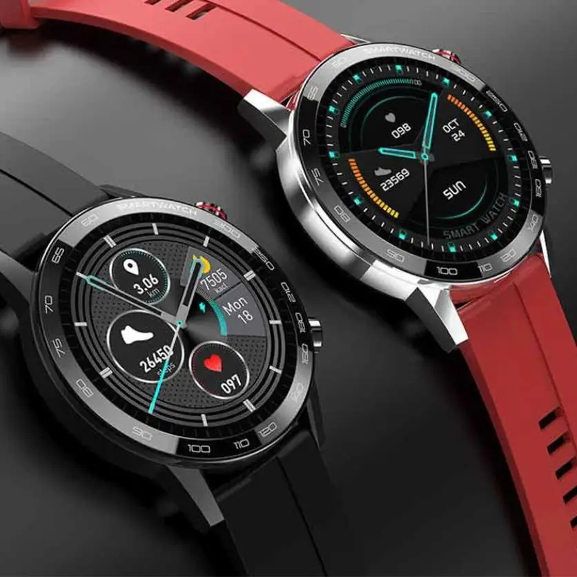 

L16 Smart Watch 360*360 Circle HD Screen Display IP68 Waterproof Smart Bracelet Metal/ Leather Strap ECG Pedometer Sports Band