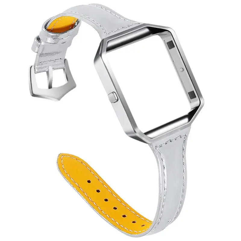 Ремешок для часов с корпусом для Fitbit Blaze, регулируемый кожаный ремешок для наручных часов Сменные аксессуары - Цвет: S