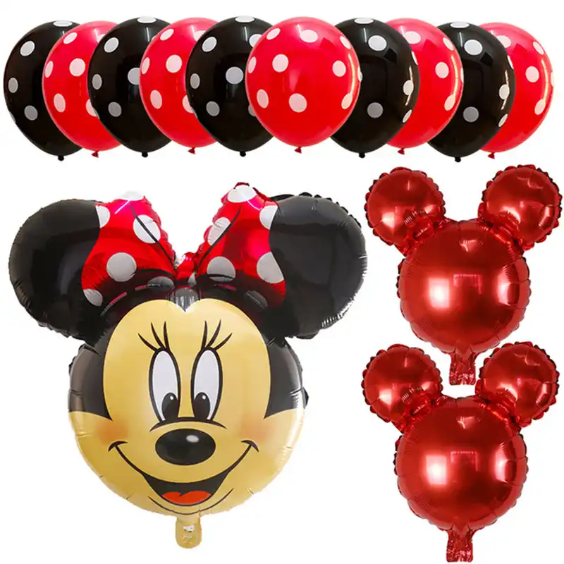 13pcs Mickey Minnie Mouse Number 1 Foil Balloons Helium Latex