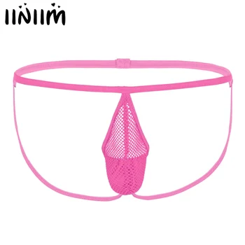 

Mens Lingerie Panties Fishnet Hollow Out Jockstraps Bulge Pouch Underwear Open Butt Sissy Gay Thong G-String Briefs Underwear