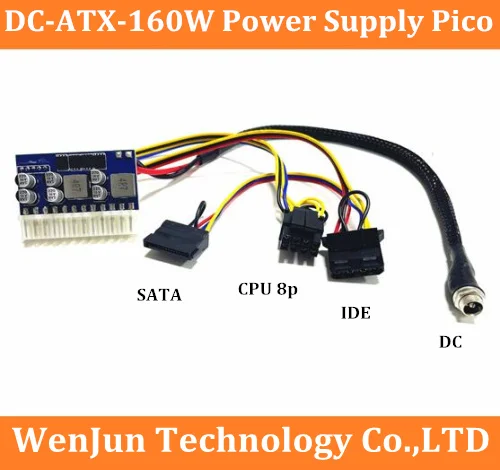Macho Entrada Dc-atx Pico Psu Pico Atx Interruptor Mineração Psu 24pin Mini Itx dc Atx Fonte de Alimentação Alta Qualidade Dc-atx160w 12v 6pin