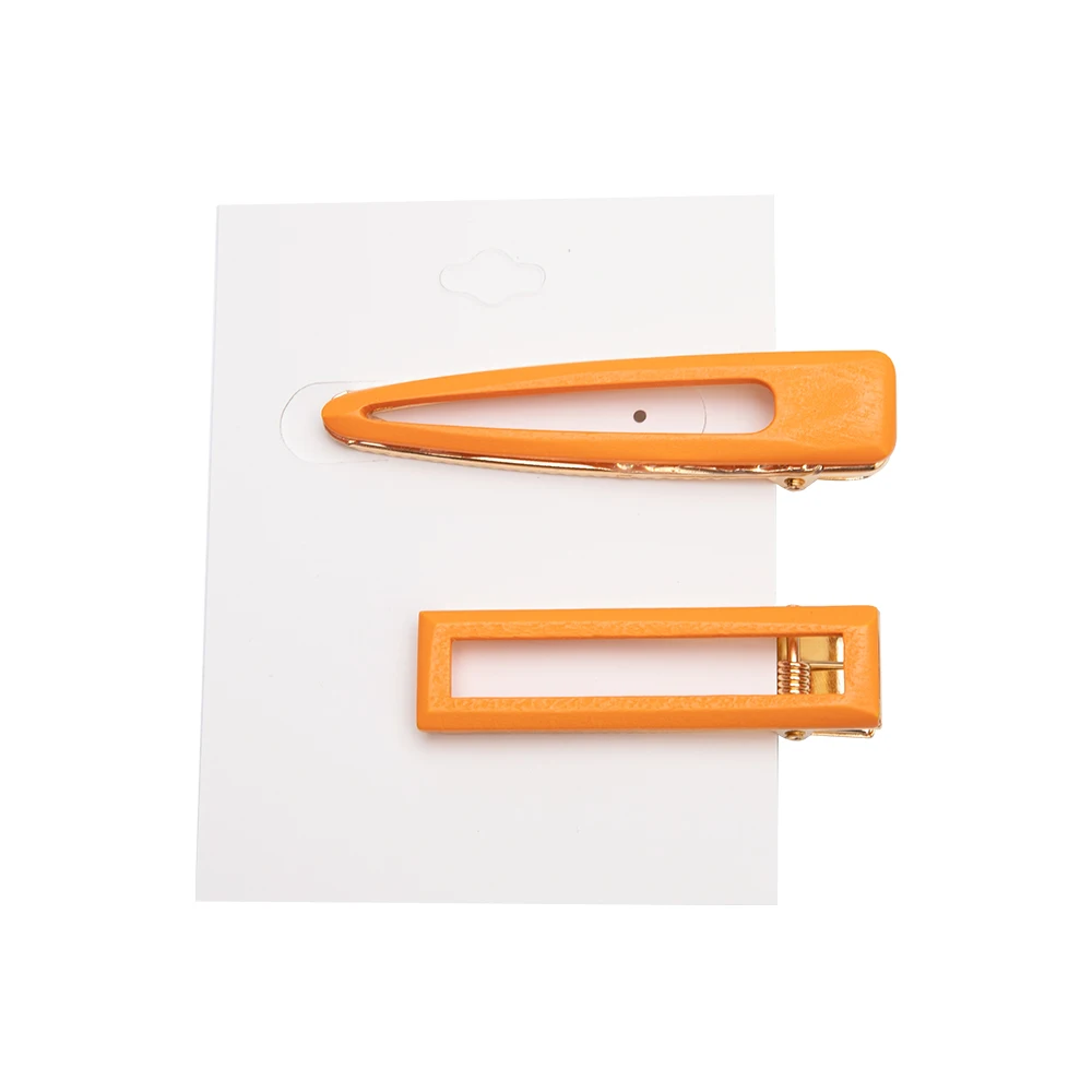 orange 2pcs 2/3 шт, трендовые яркие Твердые Полые геометрические заколки для волос для женщин, деревянные заколки для волос, ручная работа, заколка для волос, для девушек - Цвет: orange 2pcs