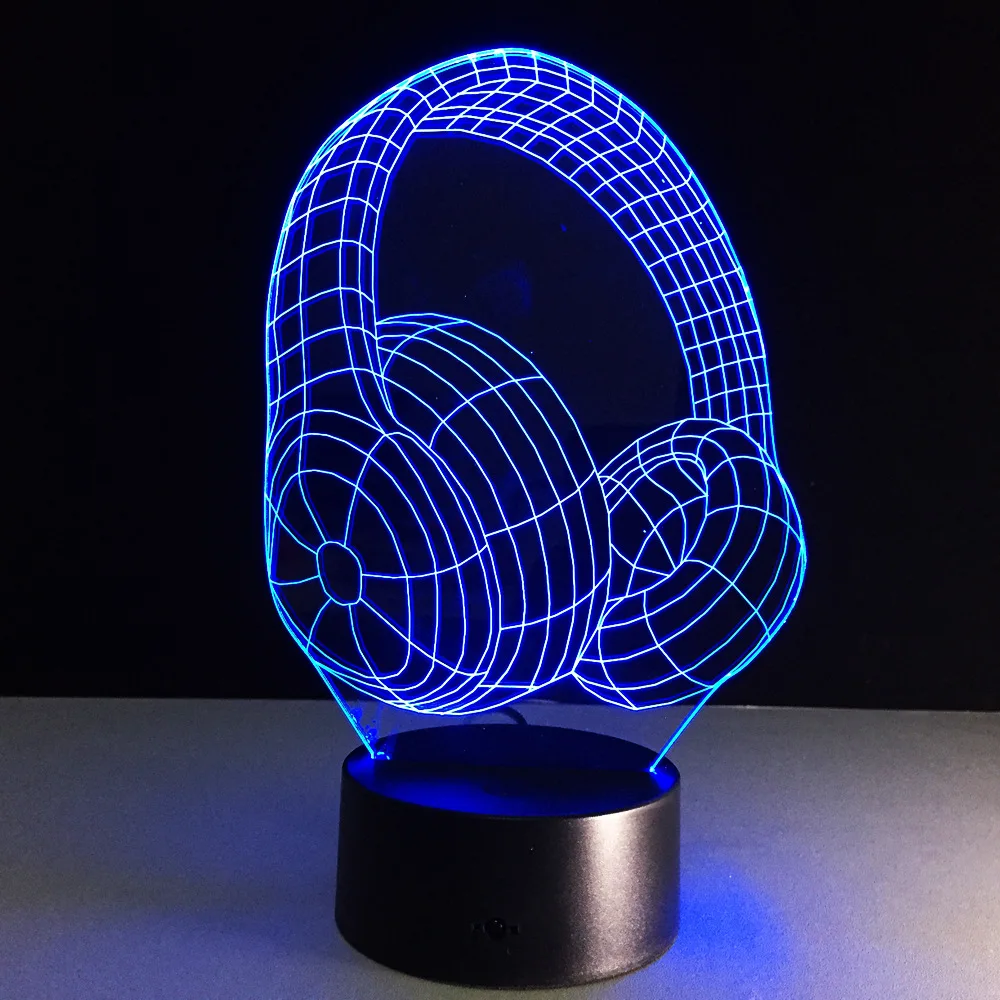 

Earphone 3D Visual Lamp Colors Change Optical Illusion Touch Table Desk LED Night Light Great Kids Gifts Home Decoration