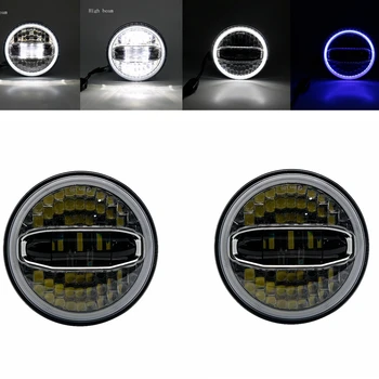 

7" LED Headlights 108W High Low Beam LED H4 Halo Angel Eye DRL Turn Signal for Jeep Wrangler JK TJ Land Rover Car Headlamps