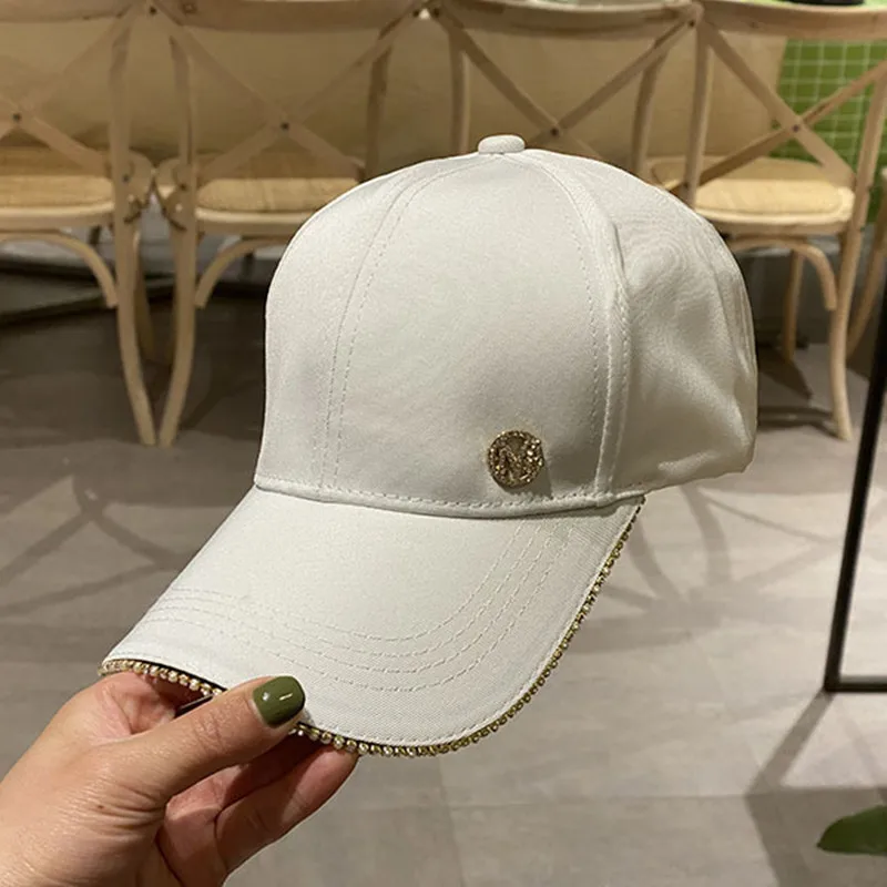 Letter M Rhinestone Women Baseball Cap 2020 New Female Solid Outdoor Autumn Adjustable Embroidered Hip-hop Hats Summer Sunhat11