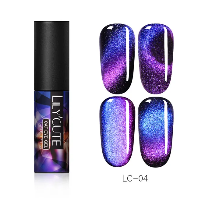 Auroras Nail4 LILYCUTE 9D Гель-лак «кошачий глаз» Хамелеон для использования с магнитом гель, Длительное Действие, блестящие лазерные солнцезащитные очки "кошачий глаз" для ногтей замочить от УФ-светодиодный гель Лаки - Цвет: Auroras Nail4