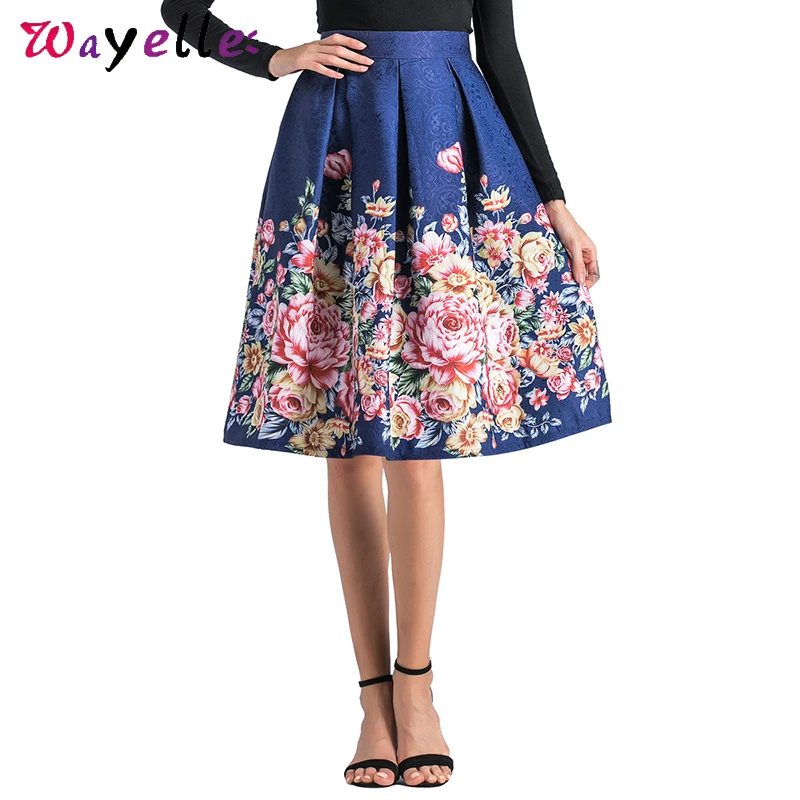 

Vintage High Waist Princess Skirt Autumn Retro Print Floral Ball Gown Women Fashion Classic Elegant Pleated Skirt Princess Skirt