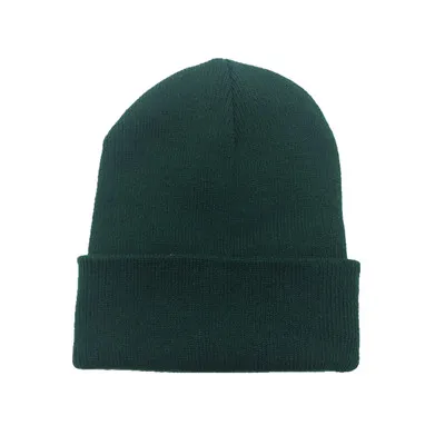 Зимние шапки для женщин, Новые Вязаные шапки, одноцветные милые шапки для девочек, осенние женские шапки, теплые шапки, женские повседневные Шапки - Цвет: DarkGreen