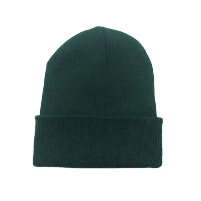 DarkGreen Зимние шапки для женщин, Новые Вязаные шапки, одноцветные милые шапки для девочек, осенние женские шапки, теплые шапки, женские повседневные Шапки - Цвет: DarkGreen