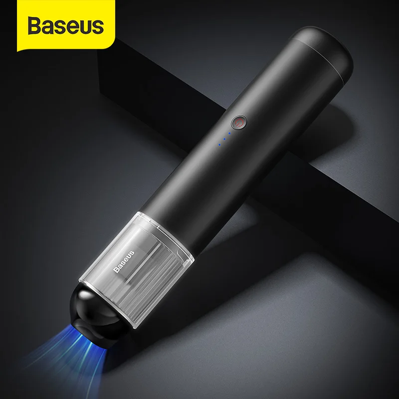 Baseus-miniaspiradora de mano inalámbrica para coche, aspirador portátil de 15000Pa con luz LED, para limpieza del hogar