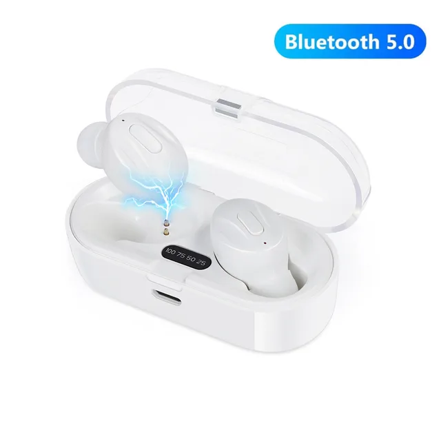 Bluetooth-Compatible V5.0 Earphones TWS True Wireless Headphones In-Ear Earbuds Waterproof Mini Headsets Stereo Sports Earpiece White