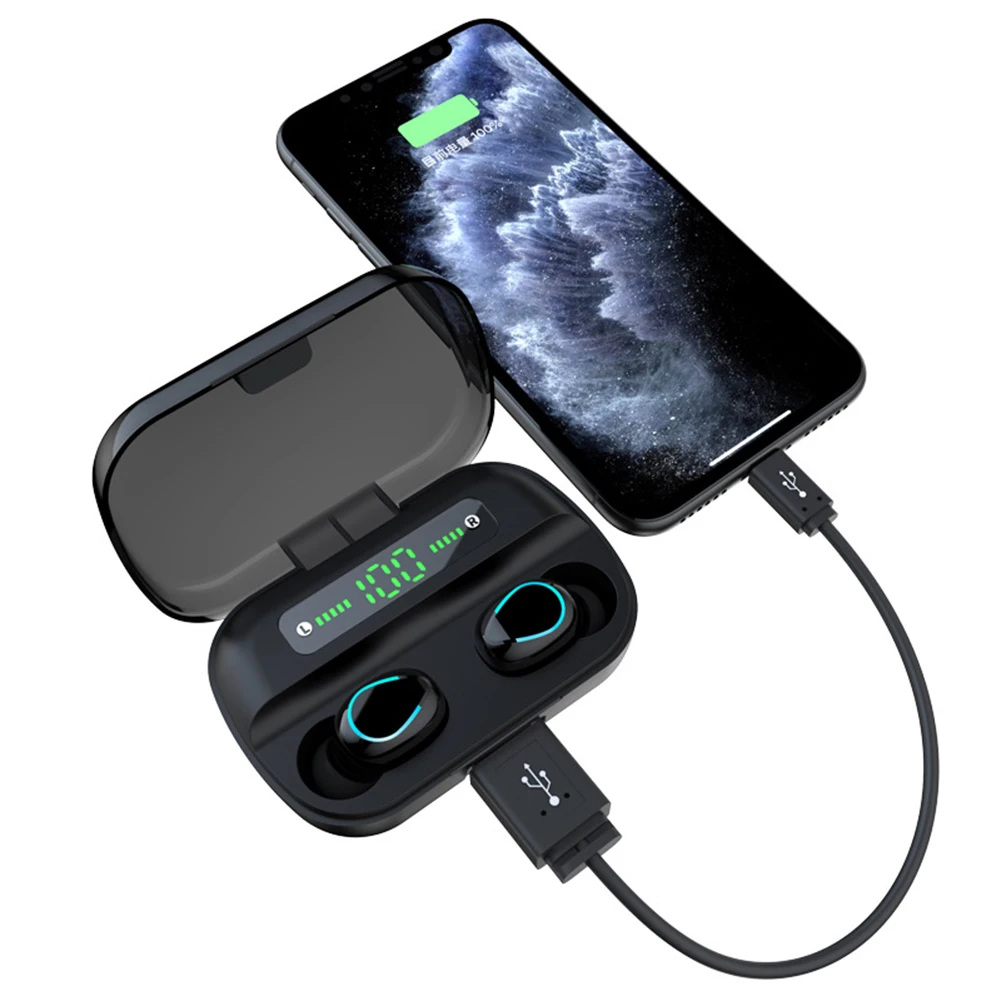 Bluetooth 5 0 Tws Wireless Earphones Led Power Display Waterproof Stereo Sounds Sports Earbuds Noise Reduction Earpiece