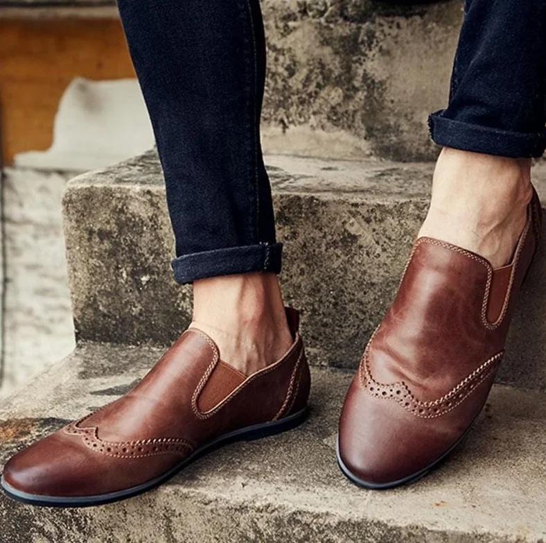 

British Style Men's pu Leather Brogue Loafers Casual Shoes Brogue Shoes Spring Classic Male Casual F204