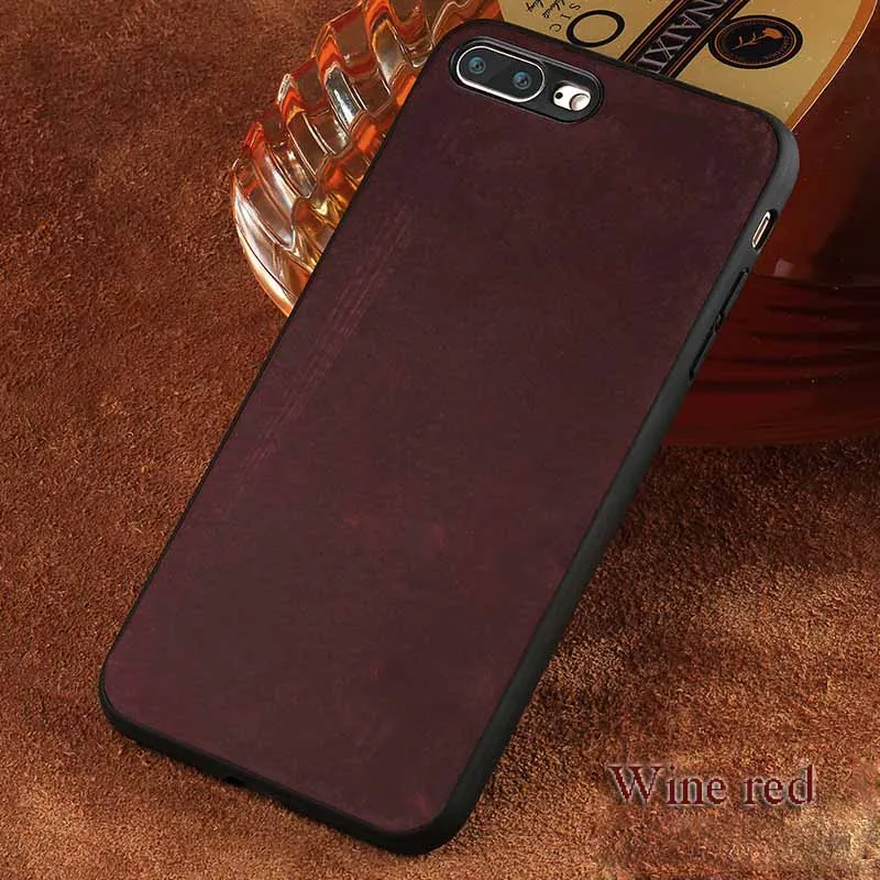 Тонкий кожаный чехол для iphone 7 Plus 8 plus из натуральной кожи, защитный чехол для iphone X XR XS MAX, чехол, крутой чехол - Цвет: 08-Dark red