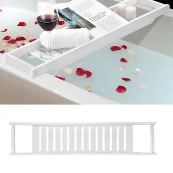 

Luxury Slim Bridge Bath Tray Bathtub Storage Rack Shelf Organizer Bathroom Accessories White