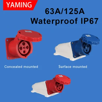 

Industrial Plug Socket Waterproof Aviation Explosion-proof Connector Surface And Concealed 3 4 5 Core Pins 63A/125A IP67