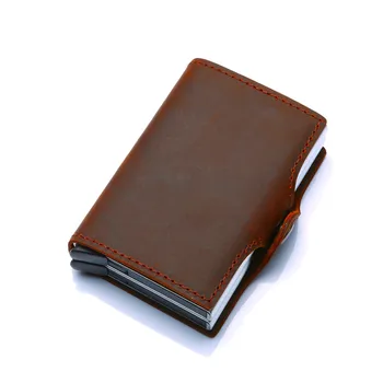 

Rfid Double Box Aluminum Elastic Card Bag, Leather Metal Wallet