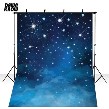 

DAWNKNOW Dark Blue Night Sky Vinyl Photography Background Photocall Star Polyester Backdrop For Children Photo Studio F2745